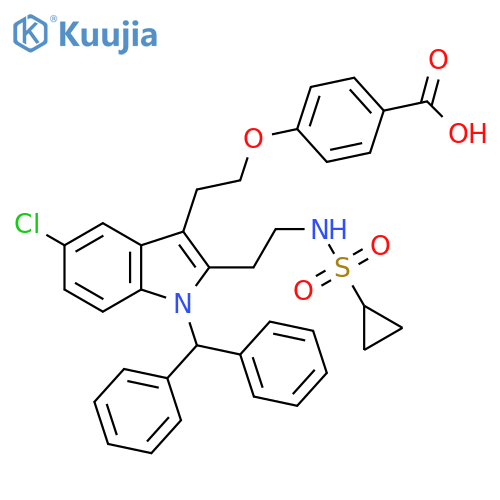 Benzoic acid,4-[2-[5-chloro-2-[2-[(cyclopropylsulfonyl)amino]ethyl]-1-(diphenylmethyl)-1H-indol-3-yl]ethoxy]- structure