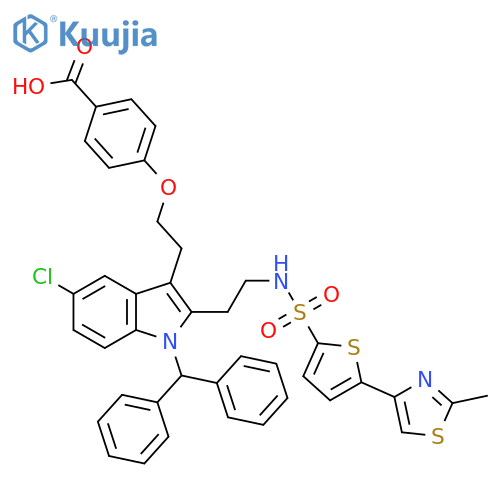 Benzoic acid,4-[2-[5-chloro-1-(diphenylmethyl)-2-[2-[[[5-(2-methyl-4-thiazolyl)-2-thienyl]sulfonyl]amino]ethyl]-1H-indol-3-yl]ethoxy]- structure