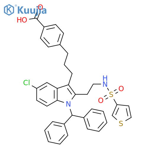 Benzoic acid,4-[3-[5-chloro-1-(diphenylmethyl)-2-[2-[(3-thienylsulfonyl)amino]ethyl]-1H-indol-3-yl]propyl]- structure
