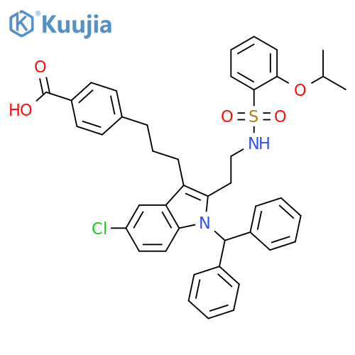 Benzoic acid,4-[3-[5-chloro-1-(diphenylmethyl)-2-[2-[[[2-(1-methylethoxy)phenyl]sulfonyl]amino]ethyl]-1H-indol-3-yl]propyl]- structure