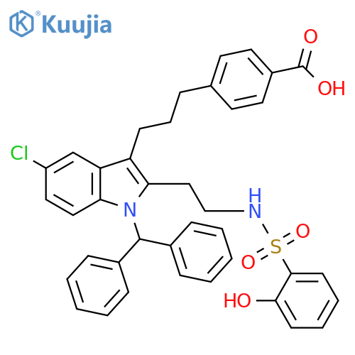 Benzoic acid,4-[3-[5-chloro-1-(diphenylmethyl)-2-[2-[[(2-hydroxyphenyl)sulfonyl]amino]ethyl]-1H-indol-3-yl]propyl]- structure