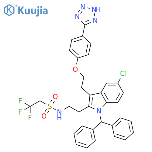 Ethanesulfonamide,N-[2-[5-chloro-1-(diphenylmethyl)-3-[2-[4-(1H-tetrazol-5-yl)phenoxy]ethyl]-1H-indol-2-yl]ethyl]-2,2,2-trifluoro- structure