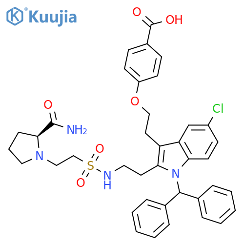 Benzoic acid,4-[2-[2-[2-[[[2-[(2S)-2-(aminocarbonyl)-1-pyrrolidinyl]ethyl]sulfonyl]amino]ethyl]-5-chloro-1-(diphenylmethyl)-1H-indol-3-yl]ethoxy]- structure
