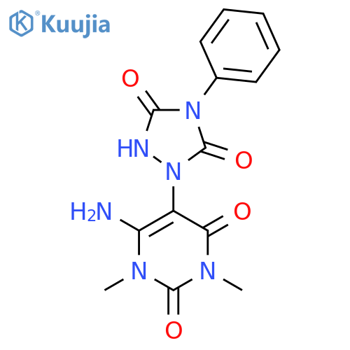 2,4(1H,3H)-Pyrimidinedione,6-amino-5-(3,5-dioxo-4-phenyl-1,2,4-triazolidin-1-yl)-1,3-dimethyl- structure