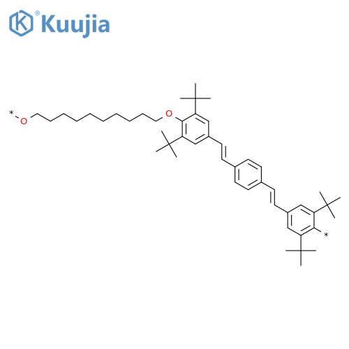 POLY[OXY-1,10-DECANEDIYLOXY[2,6-BIS(1,1-DIMETHYLETHYL)-1,4-PHENYLENE]-1,2-ETHENEDIYL-1,4-PHENYLENE-1,2-ETHENEDIYL[3,5-BIS(1,1-DIMETHYLETHYL)-1,4-PHENYLENE]] structure