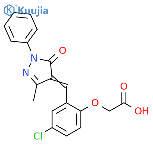 2-(4-chloro-2-{(4Z)-3-methyl-5-oxo-1-phenyl-4,5-dihydro-1H-pyrazol-4-ylidenemethyl}phenoxy)acetic acid structure