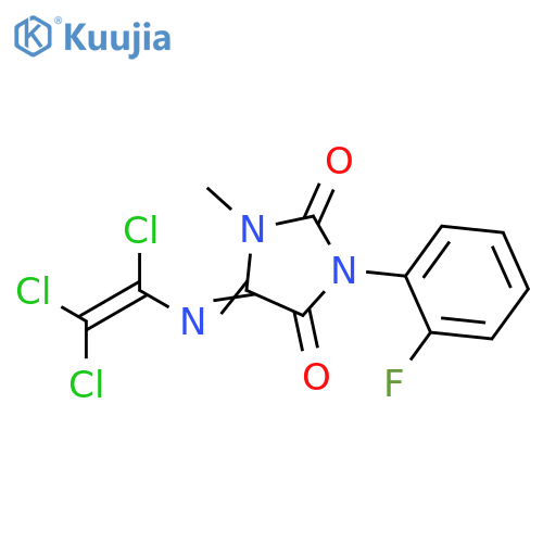 2,4-Imidazolidinedione,3-(2-fluorophenyl)-1-methyl-5-[(trichloroethenyl)imino]- structure