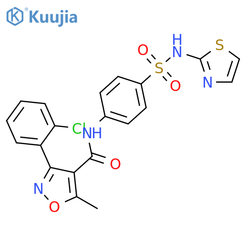 <br>3-(2-chlorophenyl)-5-methyl-N-[4-(1,3-thiazol-2-ylsulfamoyl)phenyl]-1,2-oxa zole-4-carboxamide structure