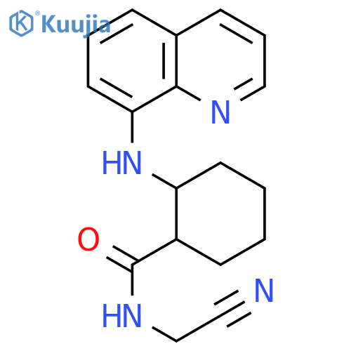 Cyclohexanecarboxamide, N-(cyanomethyl)-2-(8-quinolinylamino)- structure