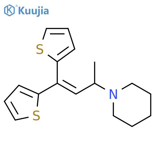 1-(1-methyl-3,3-dithiophen-2-ylprop-2-en-1-yl)piperidine structure