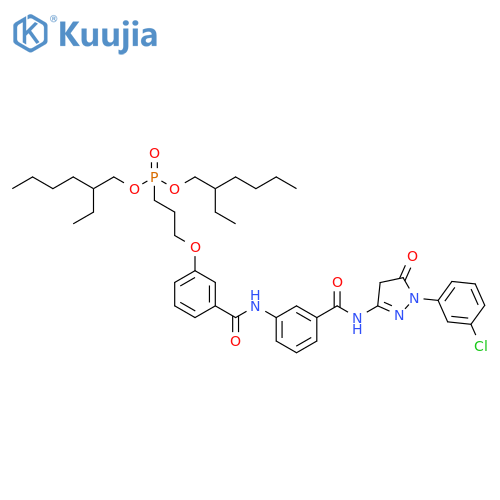 Phosphonic acid,[3-[3-[[[3-[[[1-(3-chlorophenyl)-4,5-dihydro-5-oxo-1H-pyrazol-3-yl]amino]carbonyl]phenyl]amino]carbonyl]phenoxy]propyl]-, bis(2-ethylhexyl) ester structure