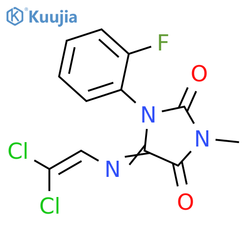 2,4-Imidazolidinedione,5-[(2,2-dichloroethenyl)imino]-1-(2-fluorophenyl)-3-methyl- structure