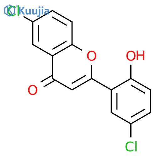 4H-1-Benzopyran-4-one, 6-chloro-2-(5-chloro-2-hydroxyphenyl)- structure