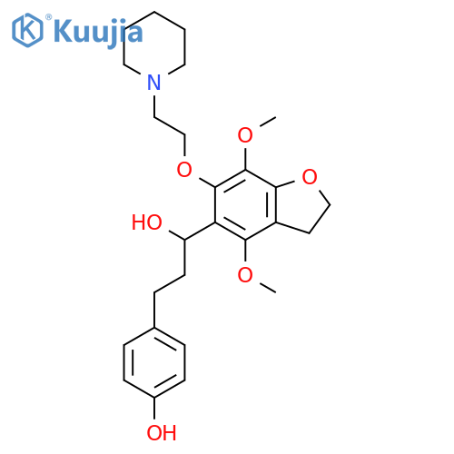 4-{3-[4,7-dimethoxy-6-(2-piperidin-1-ylethoxy)-2,3-dihydro-1-benzofuran-5-yl]-3-hydroxypropyl}phenol structure