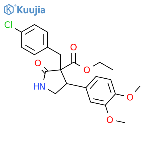 3-Pyrrolidinecarboxylic acid, 3-[(4-chlorophenyl)methyl]-4-(3,4-dimethoxyphenyl)-2-oxo-, ethyl ester structure