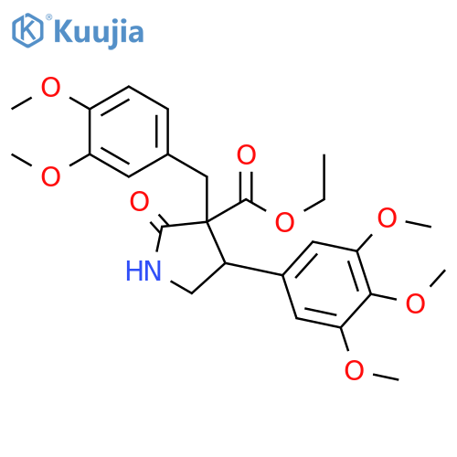 3-Pyrrolidinecarboxylic acid,3-[(3,4-dimethoxyphenyl)methyl]-2-oxo-4-(3,4,5-trimethoxyphenyl)-, ethylester structure