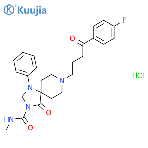 8-[4-(4-fluorophenyl)-4-oxobutyl]-N-methyl-4-oxo-1-phenyl-1,3,8-triazaspiro[4.5]decane-3-carboxamide hydrochloride (1:1) structure