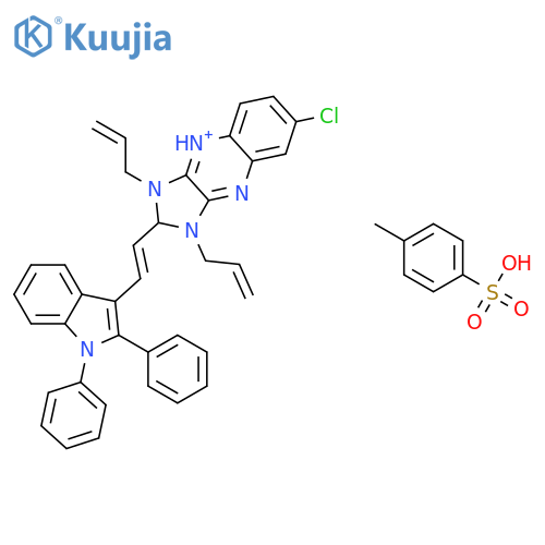 1,3-diallyl-6-chloro-2-[(E)-2-(1,2-diphenylindol-3-yl)vinyl]-2H-imidazo[4,5-b]quinoxalin-9-ium; 4-methylbenzenesulfonic acid structure