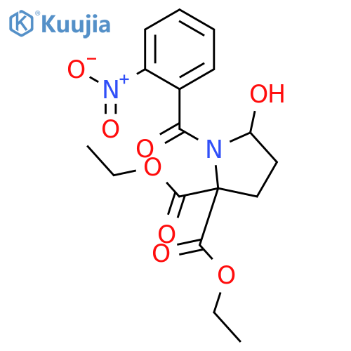 2,2-Pyrrolidinedicarboxylicacid, 5-hydroxy-1-(2-nitrobenzoyl)-, 2,2-diethyl ester structure