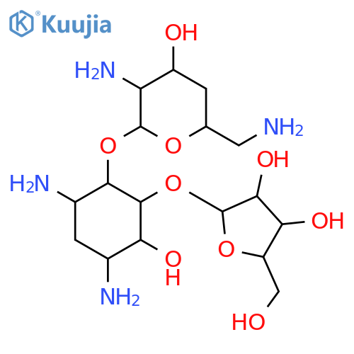 4,6-diamino-3-hydroxy-2-(pentofuranosyloxy)cyclohexyl 2,6-diamino-2,4,6-trideoxyhexopyranoside structure