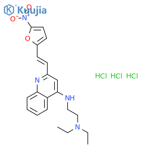 N,N-diethyl-N'-{2-[(E)-2-(5-nitrofuran-2-yl)ethenyl]quinolin-4-yl}ethane-1,2-diamine trihydrochloride structure