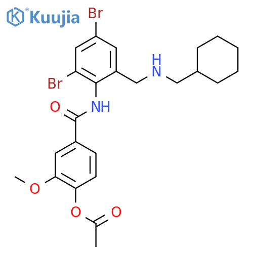 Benzamide,4-(acetyloxy)-N-[2,4-dibromo-6-[(cyclohexylmethylamino)methyl]phenyl]-3-methoxy- structure