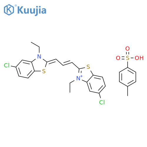 (2Z)-5-chloro-2-[(E)-3-(5-chloro-3-ethyl-benzothiazol-2-yl)prop-2-enylidene]-3-ethyl-benzothiazole; 4-methylbenzenesulfonic acid structure