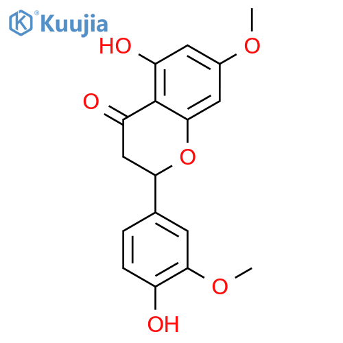 (-)-5-Hydroxy-2-(4-hydroxy-3-methoxy-phenyl)-7-methoxy-chroman-4-on structure