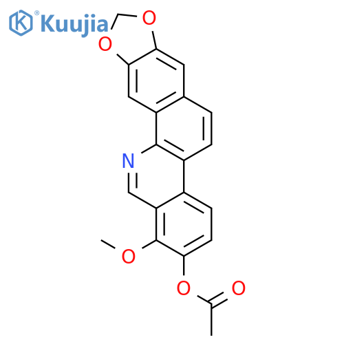 2-acetoxy-1-methoxy-[1,3]dioxolo[4',5':4,5]benzo[1,2-c]phenanthridine structure