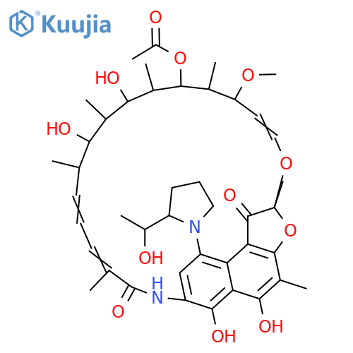 Rifamycin, 4-deoxy-4-[(2R)-2-[(1S)-1-hydroxyethyl]-1-pyrrolidinyl]- structure