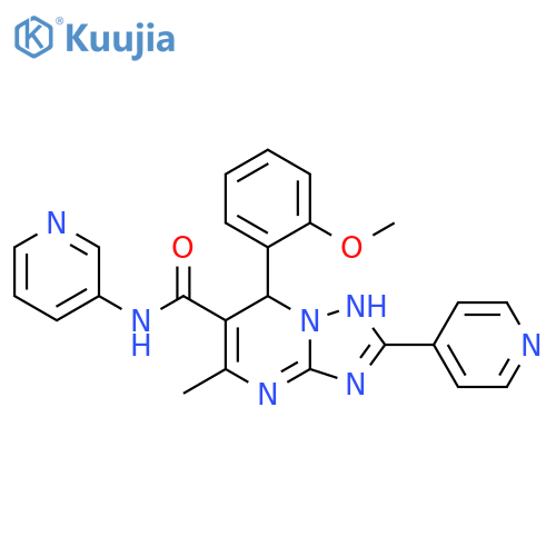 7-(2-methoxyphenyl)-5-methyl-N-(pyridin-3-yl)-2-(pyridin-4-yl)-4H,7H-1,2,4triazolo1,5-apyrimidine-6-carboxamide structure