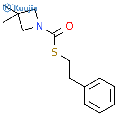 1-Azetidinecarbothioic acid, 3,3-dimethyl-, S-(2-phenylethyl) ester structure