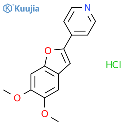 PYRIDINE, 4-(5,6-DIMETHOXY-2-BENZOFURANYL)-, HYDROCHLORIDE structure