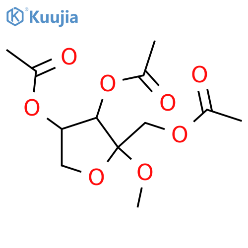 methyl 1,3,4-tri-O-acetyl-alpha-D-xylulofuranoside structure