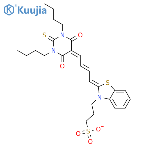 3(2h)-benzothiazolepropanesulfonic acid, 2-[4-(1,3-dibutyltetrahydro-4,6-dioxo-2-thioxo-5(2h)-pyrimidinylidene)-2-butenylidene]-, sodium salt (1:1) structure