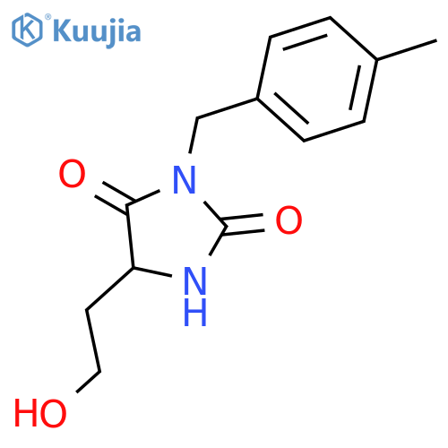 2,4-IMIDAZOLIDINEDIONE, 5-(2-HYDROXYETHYL)-3-[(4-METHYLPHENYL)METHYL]- structure