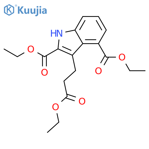 1H-Indole-2,4-dicarboxylicacid, 3-(3-ethoxy-3-oxopropyl)-, 2,4-diethyl ester structure
