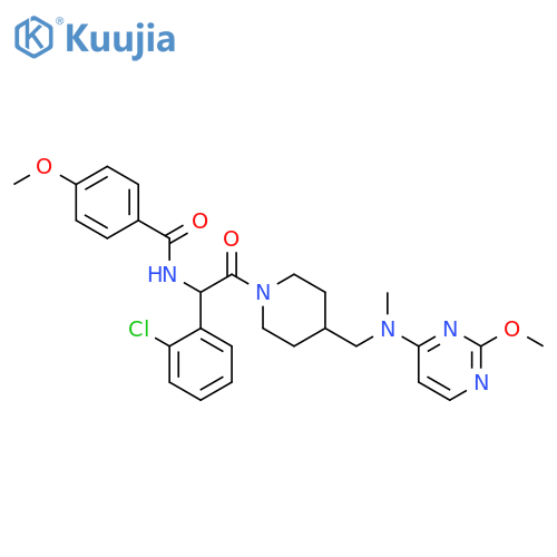 Benzamide,N-[1-(2-chlorophenyl)-2-[4-[[(2-methoxy-4-pyrimidinyl)methylamino]methyl]-1-piperidinyl]-2-oxoethyl]-4-methoxy- structure