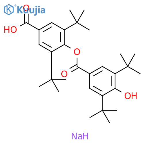 Benzoic acid, 3,5-bis(1,1-dimethylethyl)-4-hydroxy-, 4-carboxy-2,6-bis(1,1-dimethylethyl)phenyl ester, sodium salt (1:1) structure