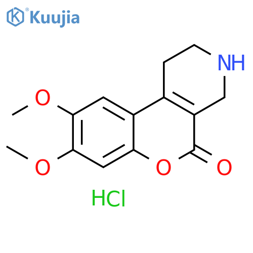 5H-[1]Benzopyrano[3,4-c]pyridin-5-one,1,2,3,4-tetrahydro-8,9-dimethoxy-, hydrochloride structure