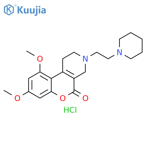 5H-[1]Benzopyrano[3,4-c]pyridin-5-one,1,2,3,4-tetrahydro-8,10-dimethoxy-3-[2-(1-piperidinyl)ethyl]-,dihydrochloride structure