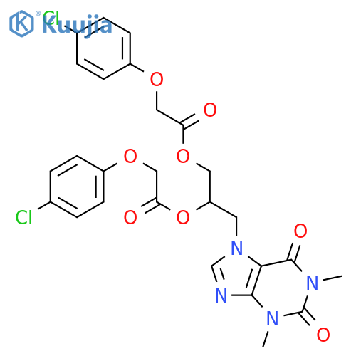 3-(1,3-dimethyl-2,6-dioxo-1,2,3,6-tetrahydro-7H-purin-7-yl)propane-1,2-diyl bis[(4-chlorophenoxy)acetate] structure