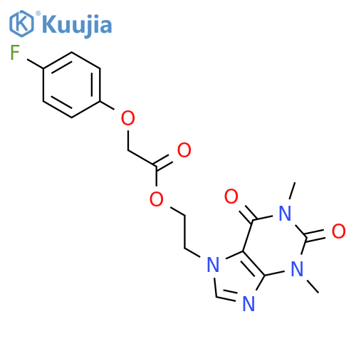 2-(1,3-dimethyl-2,6-dioxo-1,2,3,6-tetrahydro-7H-purin-7-yl)ethyl (4-fluorophenoxy)acetate structure