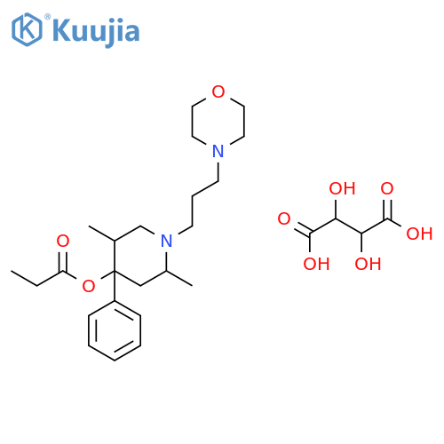 2,5-dimethyl-1-(3-morpholin-4-ylpropyl)-4-phenylpiperidin-4-yl propanoate bis(2,3-dihydroxybutanedioate) (salt) structure