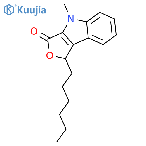 3H-FURO[3,4-B]INDOL-3-ONE, 1-HEXYL-1,4-DIHYDRO-4-METHYL- structure