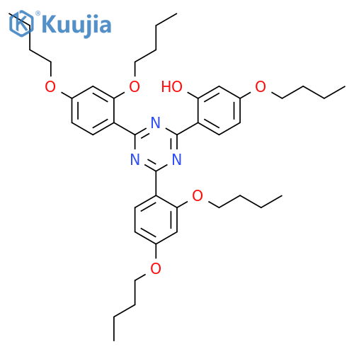 6-[4,6-Bis(2,4-dibutoxyphenyl)-1,3,5-triazin-2(1H)-ylidene]-3-butoxycyclohexa-2,4-dien-1-one structure