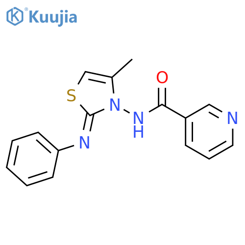 3-Pyridinecarboxamide, N-[4-methyl-2-(phenylimino)-3(2H)-thiazolyl]- structure