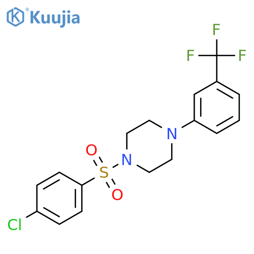 1-[(4-chlorophenyl)sulfonyl]-4-[3-(trifluoromethyl)phenyl]piperazine structure