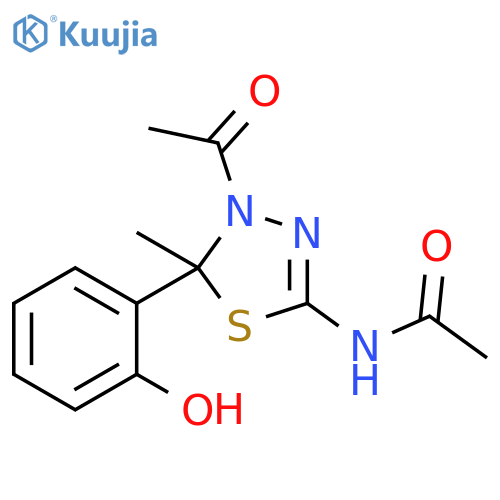 Acetamide,N-[4-acetyl-4,5-dihydro-5-(2-hydroxyphenyl)-5-methyl-1,3,4-thiadiazol-2-yl]- structure