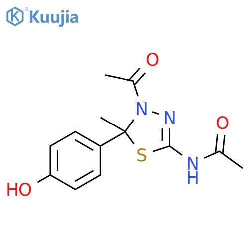 Acetamide,N-[4-acetyl-4,5-dihydro-5-(4-hydroxyphenyl)-5-methyl-1,3,4-thiadiazol-2-yl]- structure